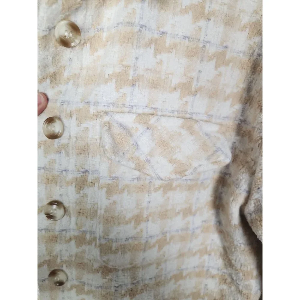 Sadie & Sage Women's Sz. S Tan/Ivory/Grey Heavy Shirt Jacket - Picture 4 of 5